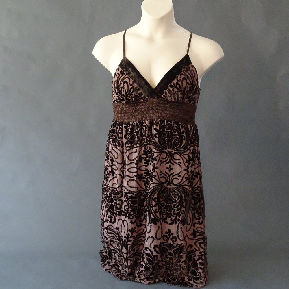 Hale Bob Brown Beaded and Embroidered Dress